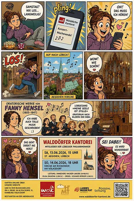 KI-generiertes Werbeplakat für das Konzert mit Werken von Fanny Hensel.