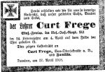 Todesanzeige von Curt Frege aus dem Ersten Weltkrieg